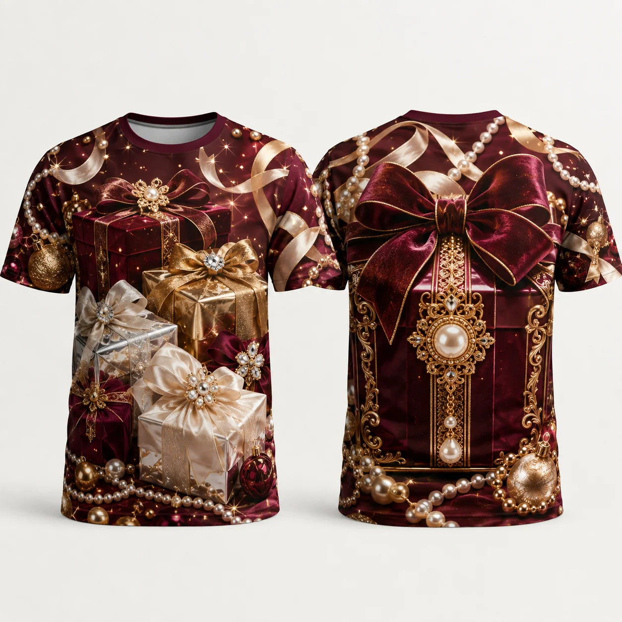 New Royal Crown Christmas T Shirt 3D Print Wine Red Luxury Vintage Unisex Short Sleeve Holiday Party Graphic Tee Xmas Gift
