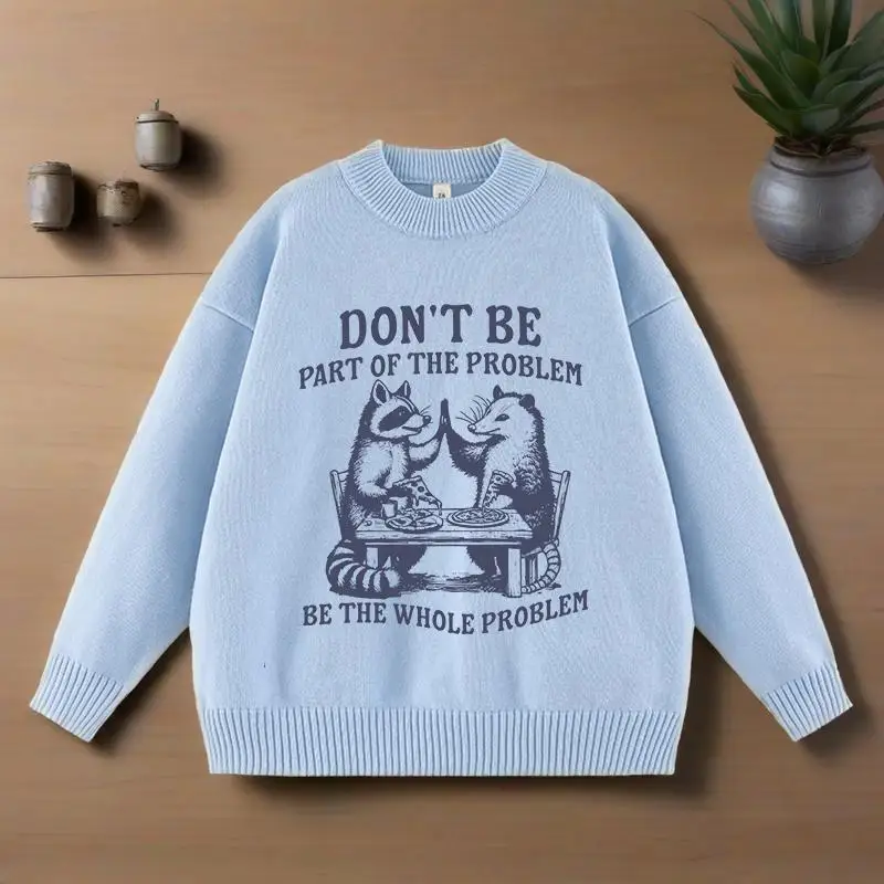 Pullover con stampa modello cartoon creativo punk Maglione lavorato a maglia Harajuku allentato a maniche lunghe gotico vintage Y2K Streetwear Top casual