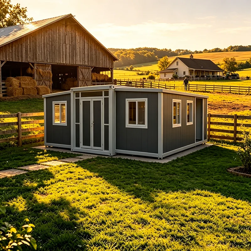 Livestock Feed Storage Foldable Expandable 40ft Container House Ranch Feed Room Insulated Portable Cabin For Animal Raising Area