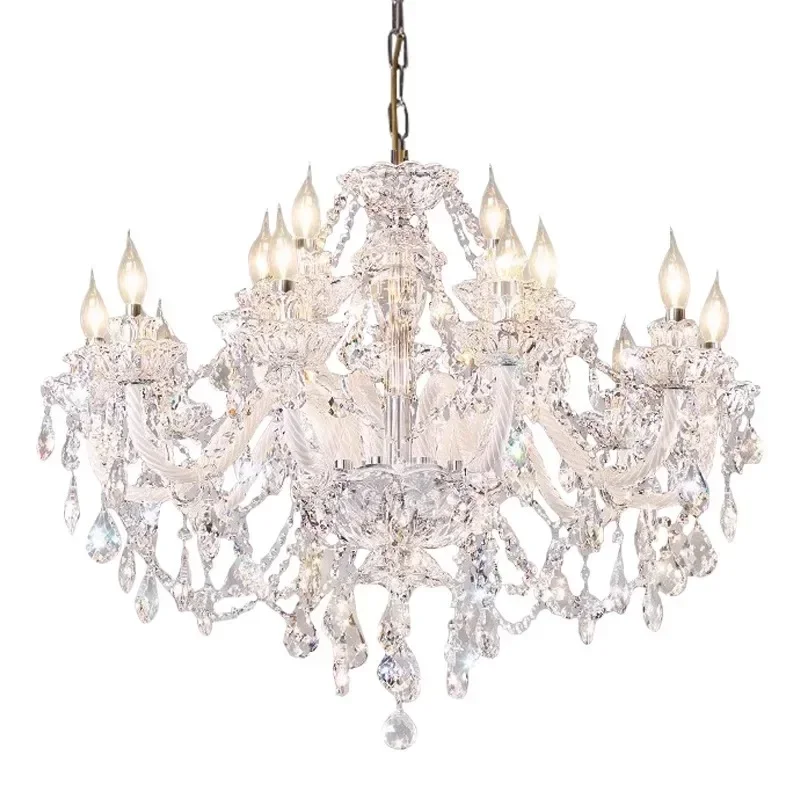 French light luxury crystal chandelier, retro court style living room main lamp