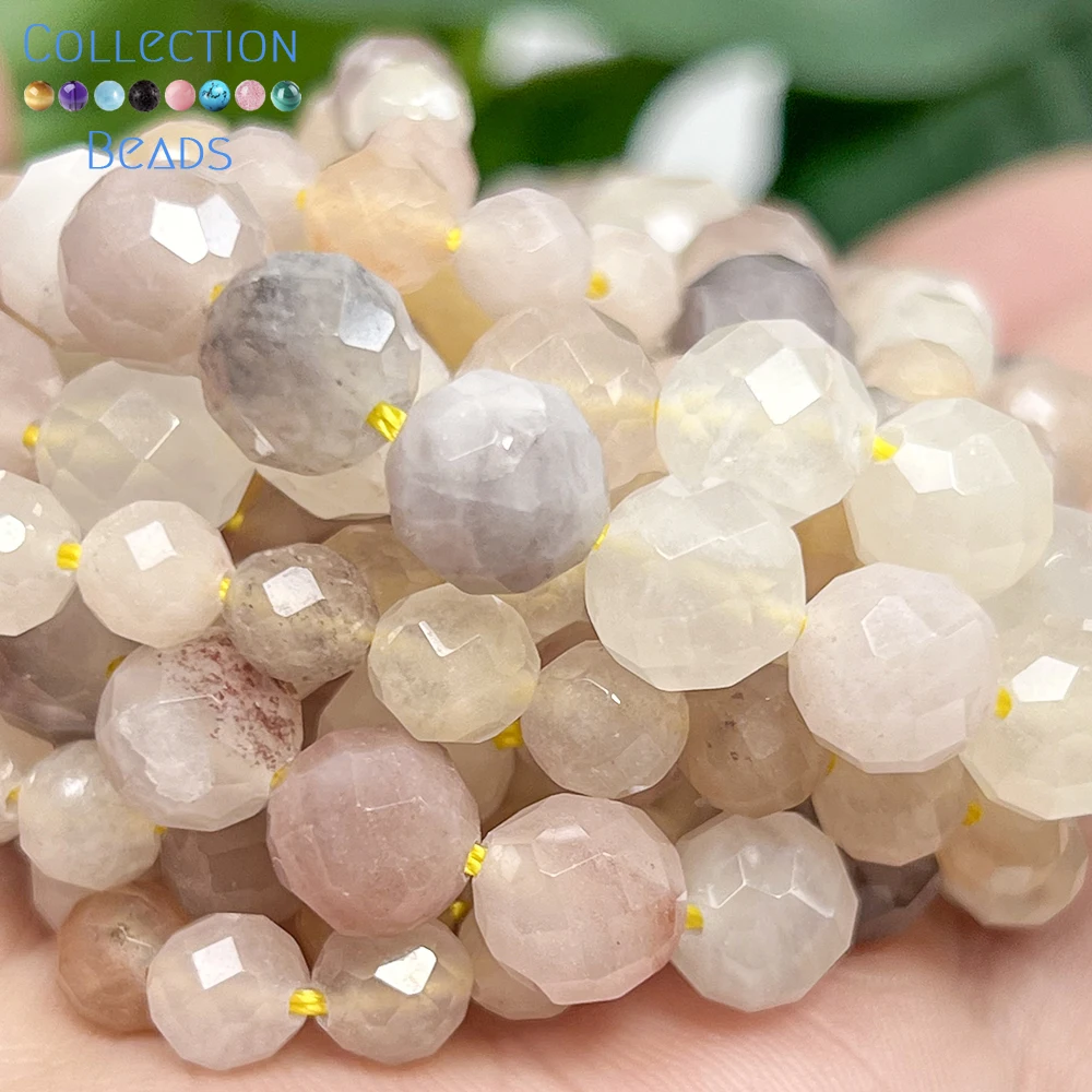 6-10mm Natural ‌Violet Chalcedony Faceted Round Loose Bead For Jewelry Making DIY Bracelets Necklace Accessories  7inches