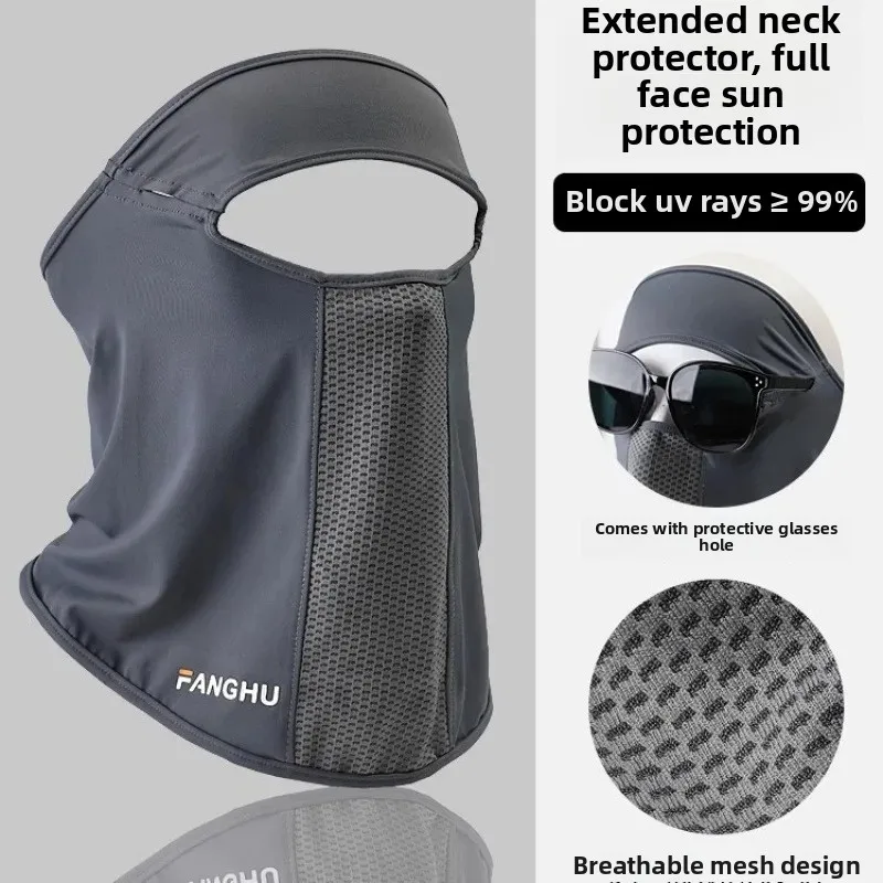 

Summer Sports Ear Cord Scarves Mask Neck Protection Anti-UV Ice Silk Sunscreen Mask Face Veil with Eyeglass Hole