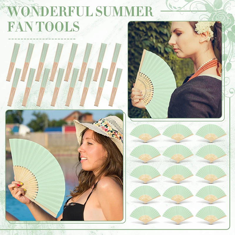 1 Piece Chinese Performance Dance Fan Folding Solid Color Plain Wood Hand Fan Bamboo Blank Hand Clack Fan