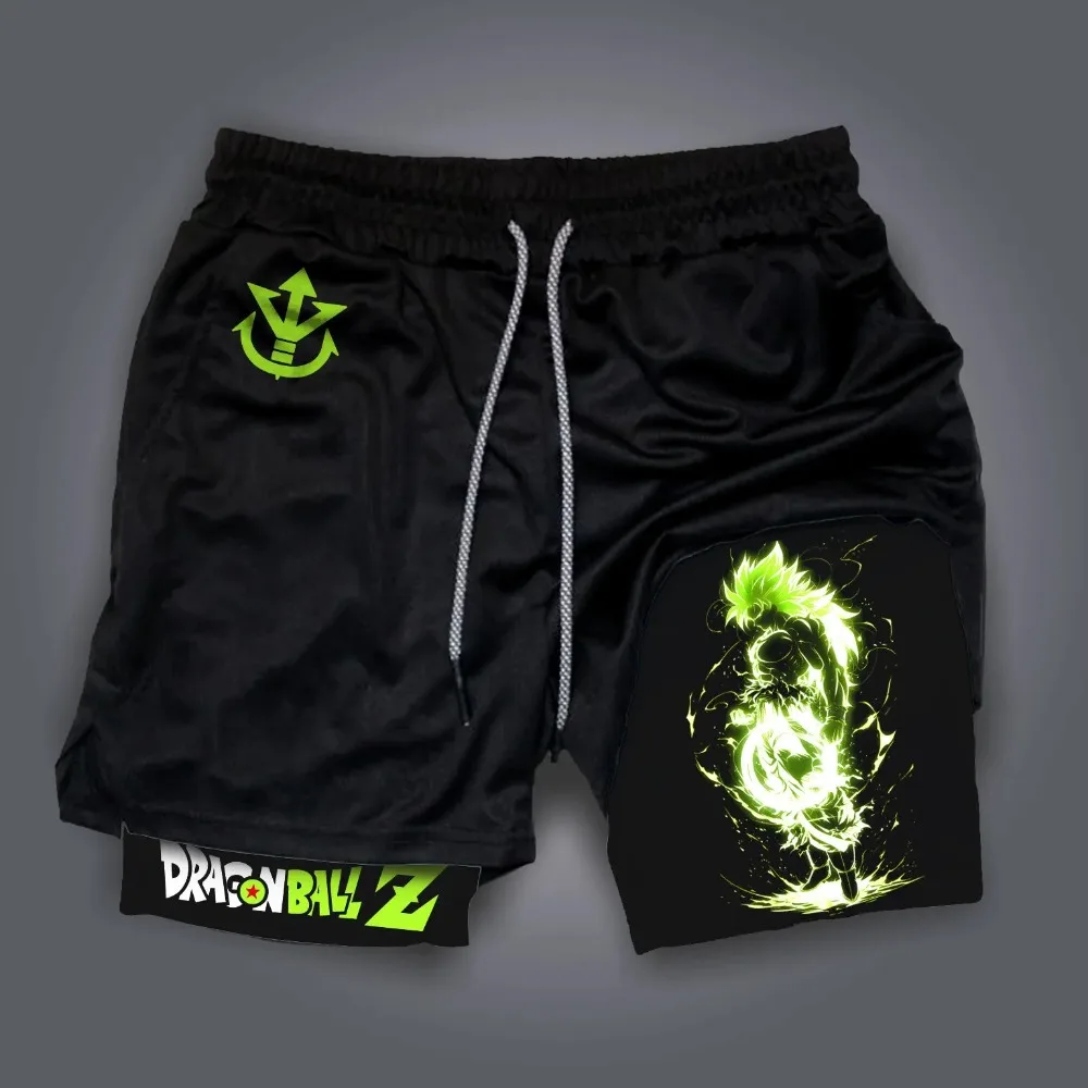 

Dragon Ball Super Broly Print 2026 Summer Men's Women's Double Layer Shorts Quick Drying Loose Casual Cotton Shorts Y2k