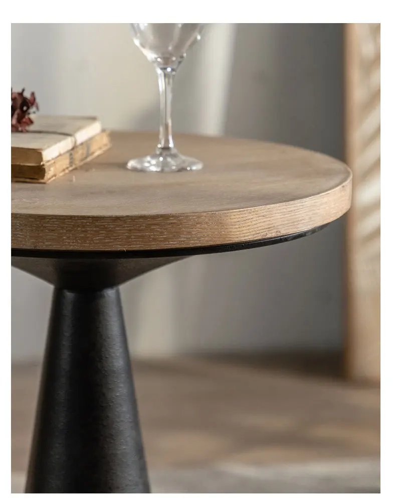 وابي سابي من الخشب الصلب مع طاولة قهوة كلاسيكية من الحديد، شاي جانبي صغير، أثاث منزلي أمريكي عتيق، طاولات مقهى إبداعية