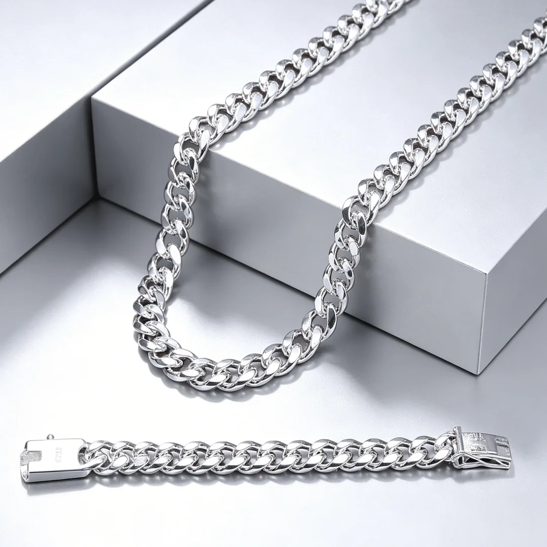 New luxury 925 sterling silver Creative 10MM Figaro chain domineering men's necklace bracelet fashion jewelry set Holiday gifts