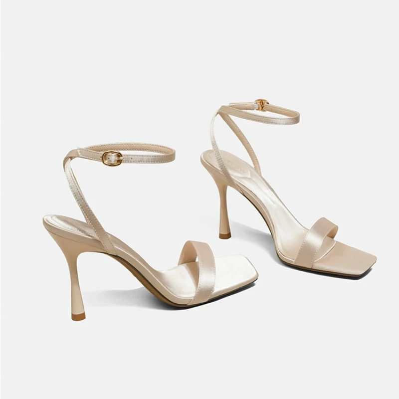 Square-toe Open-toe Women's High-heeled Sandals 2026 Summer New Style High-quality Fashion Casual Party Buckle Women's Sandals