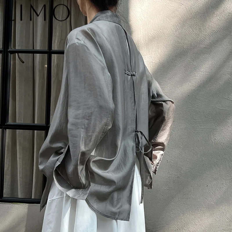 

LIMO Women’s Tencel Sun Protection Shirt Knot Button Back Slit Tie Lightweight Relaxed Elegant Blouse Spring Summer 2025
