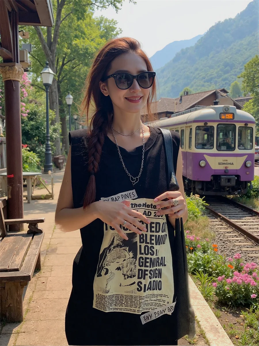 Abito da donna Giovane ragazza stile coreano Streetwear senza maniche con cinturino per spaghetti Cinghie con cinturino allacciato al collo Halter con scollo all'americana sexy