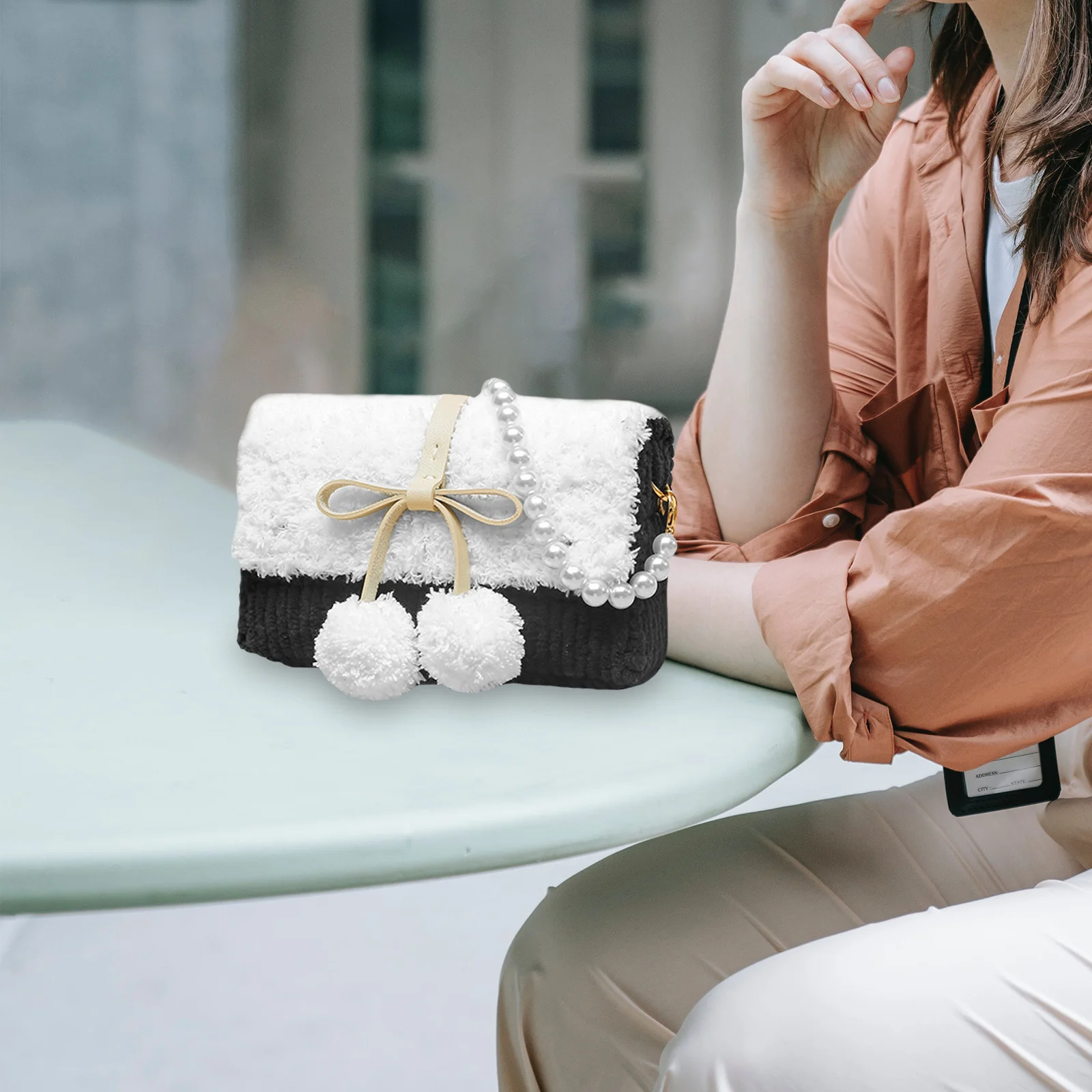 

1 Set Diy Making Kit Tote Bag Knitting Material Crossbody Handbag Craft Set Woolen Yarn Zinc Alloy Imitation Pearl Lightweight