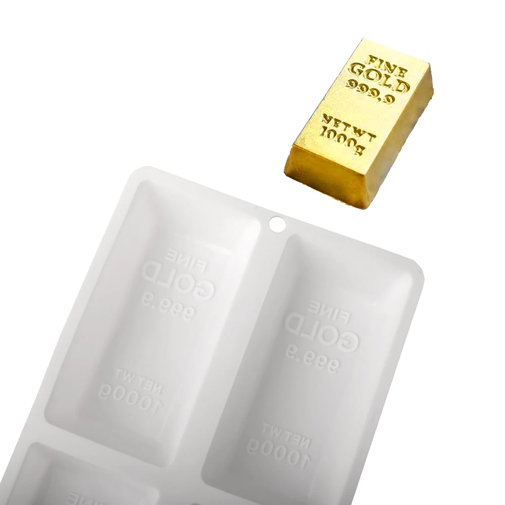 4-Cells Gold Bar Shaped Mousse Cake Baking Mold Silicone Cake Mould Long Strip Gold Brick Design Chocolate Mold Kitchen Bakeware - view 6