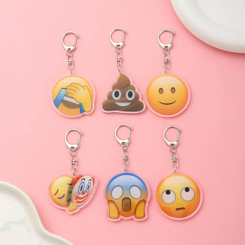 Funny Expression Acrylic keychain Cute Emoticon accessaries Cartoon Bag Pendant Cute Creative Charm Friends Fans Gifts Keyring