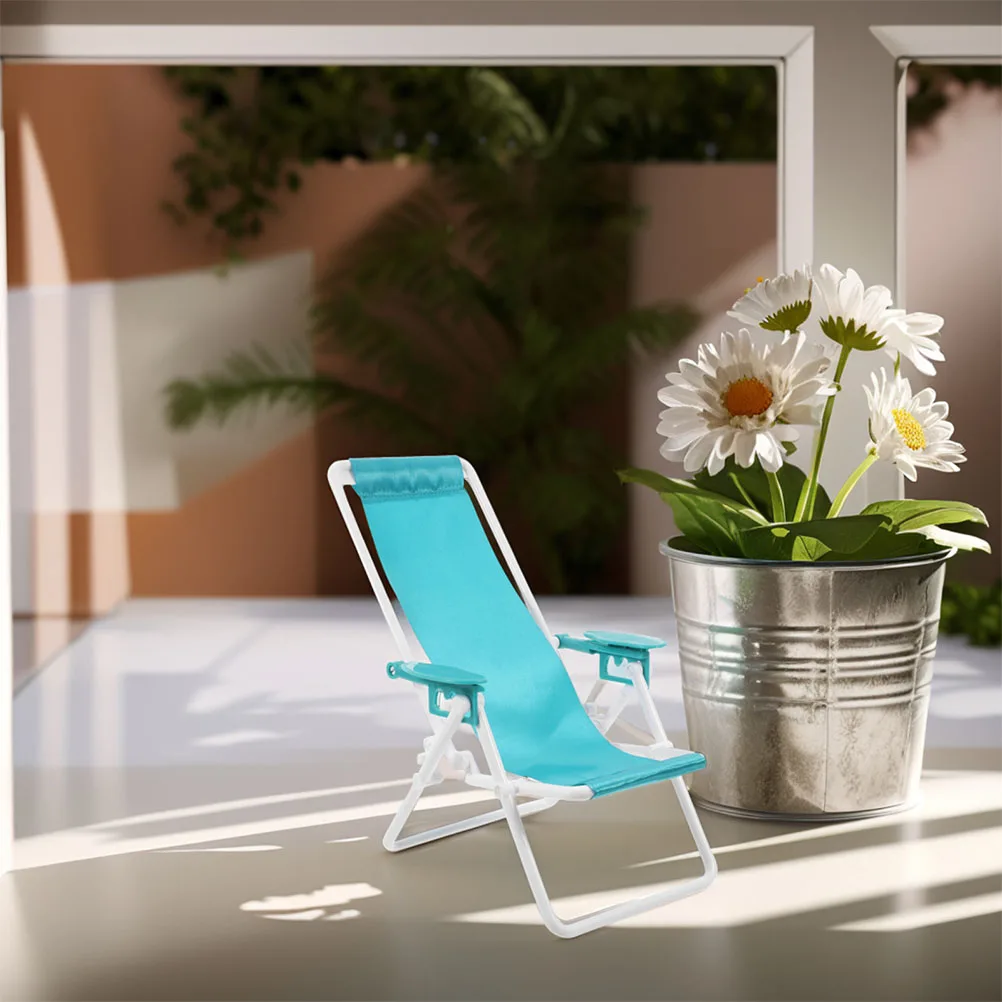 4 個ポータブルビーチチェアミニチュア小道具椅子折りたたみライトプラスチック折りたたみドールハウス装飾家具海辺