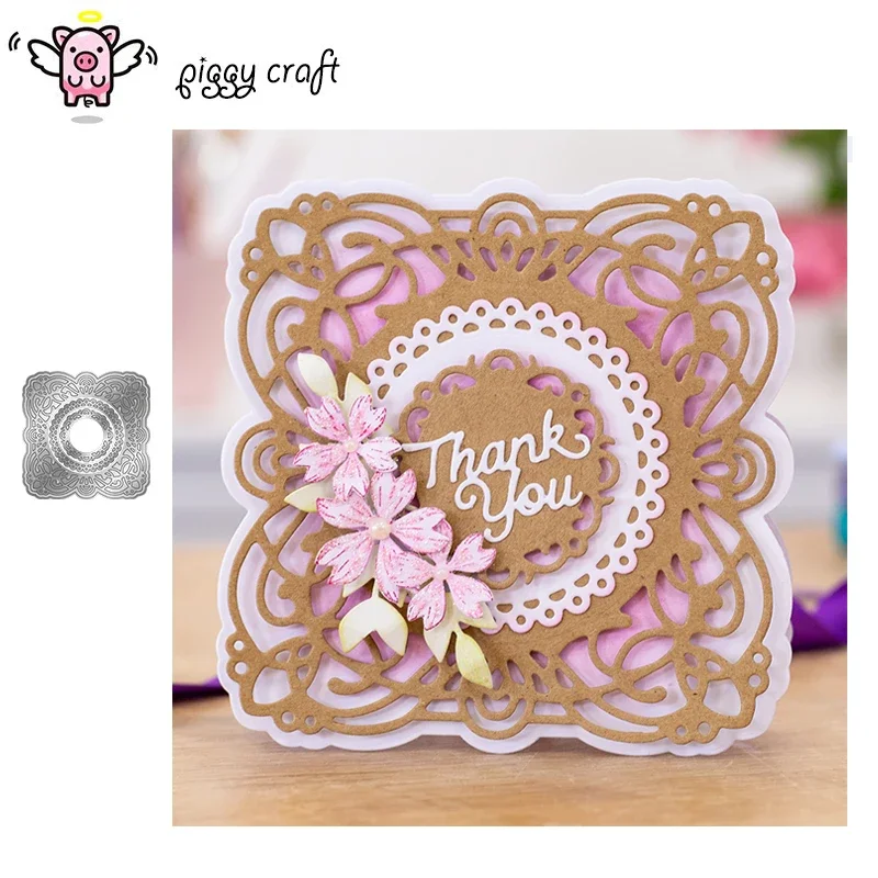 

Piggy Craft metal cutting dies cut die mold Resplendent Rondure frame Scrapbook paper craft knife mould blade punch stencils die