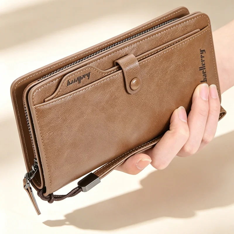 

Baellerry Men Long Fashion Wallets Desigh Zipper Card Holder Purse Solid Coin Pocket High Quality Male Purse