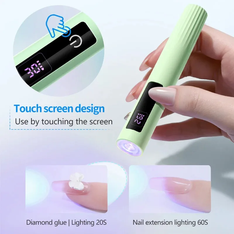 LULAA Nagellamp Sneldrogende Nagels Lichte Nageldroger Handheld Touchscreen Nagels Lamp Nagels voor Salons Thuis en Reizen Gebruik