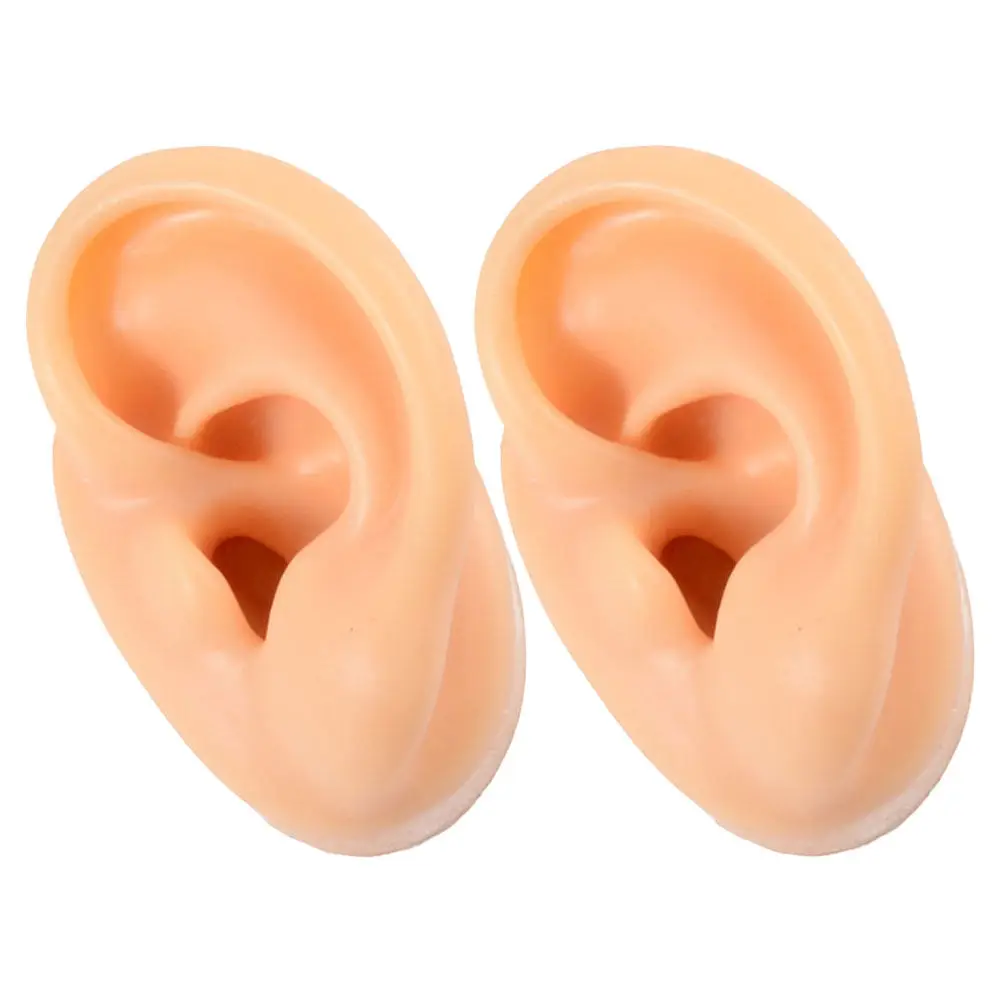 Silicone Ear Models 2 Pack Realistic Soft Touch Ear Piercing Practice Training Display Accessories