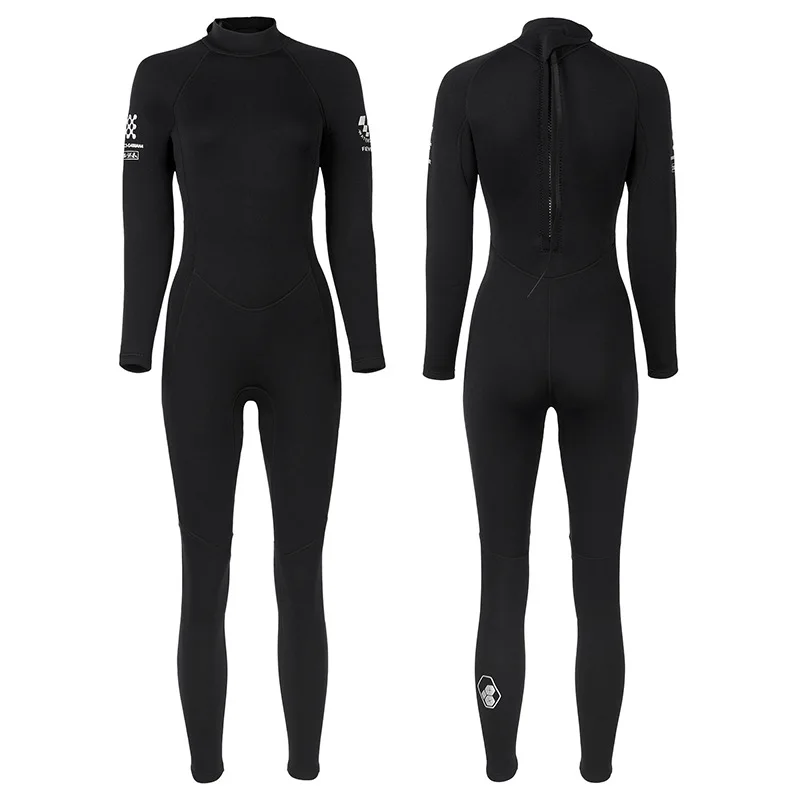 3Mm Wetsuit Women's Rear Zipper Wetsuit Cold and Warm Diving Free Diving Snorkeling Surfing Onesie Long Sleeve