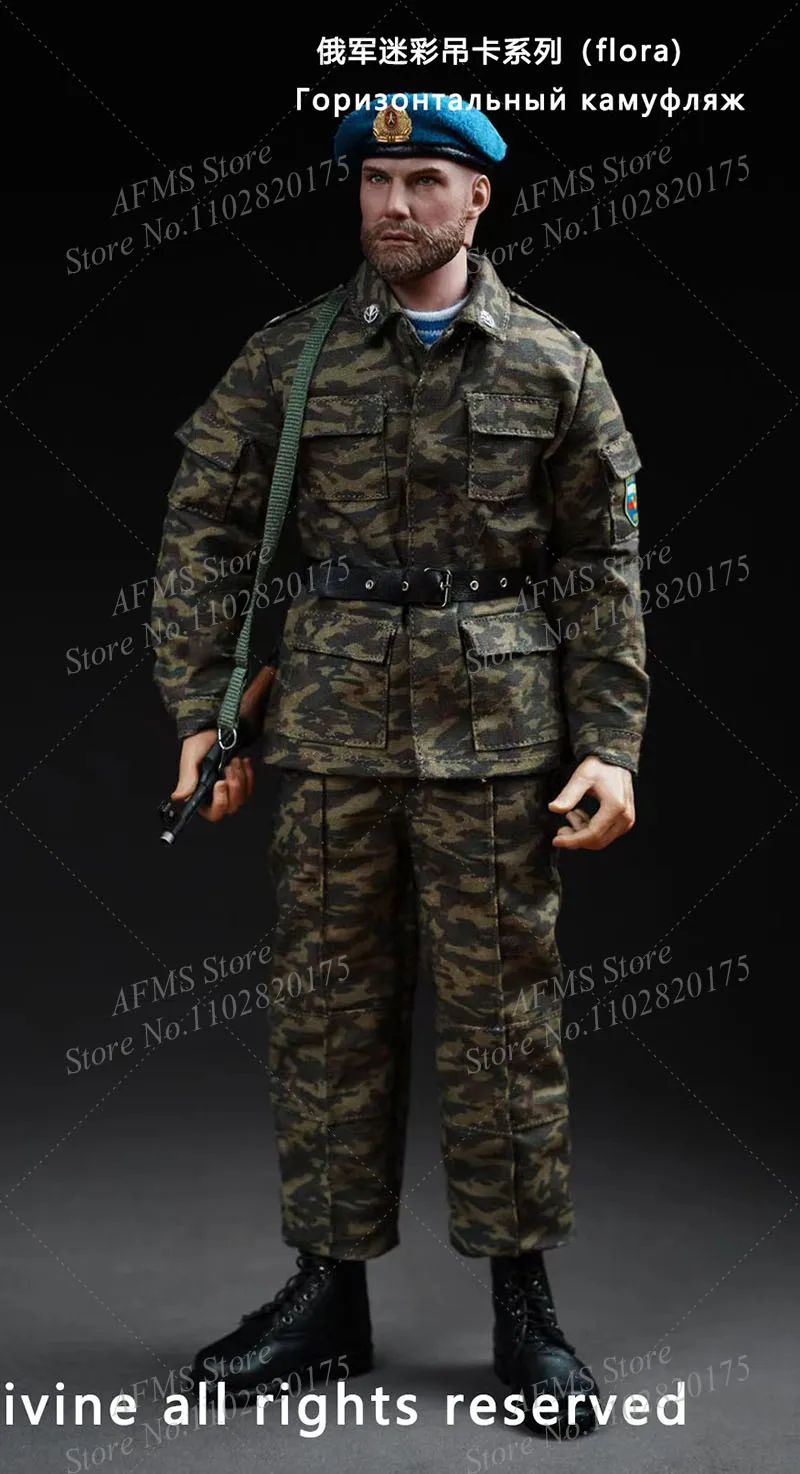 Rosyjski Żołnierz Radziecki 1/6 Mundur Wojskowy Outdoorowy Taktyczny Strój Bojowy Torba Akcesoriów Pasuje do Figurki Akcji 12"