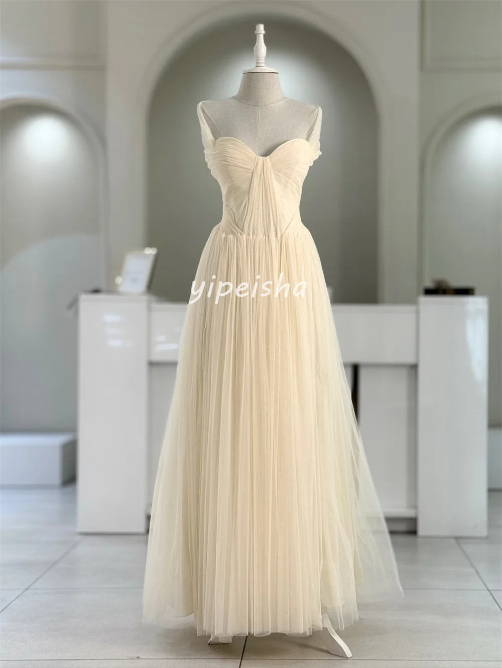 Sukienki szyte na miarę, z wyrafinowanymi plisami, drapowane, o kroju litery A, z odkrytymi ramionami, długie, sukienki na specjalne okazje szyte na zamówienie, moda w stylu chińskim.