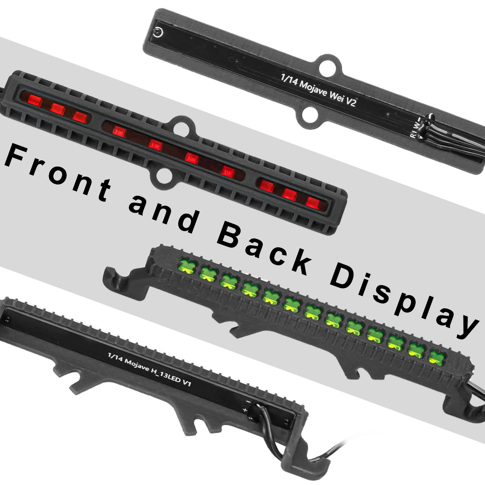 OKHL 2개 RC LED 전후방 차량 조명 키트 1/16 1/14 모하비 그롬 4X4 RTR 브러시드 사막 트럭 라이트 바 업그레이드용