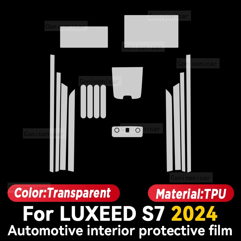 For Luxeed S7 2024 Car Gearbox Panel Film Dashboard Protective Sticker Interior Screen Anti-Scratch Film Accessories