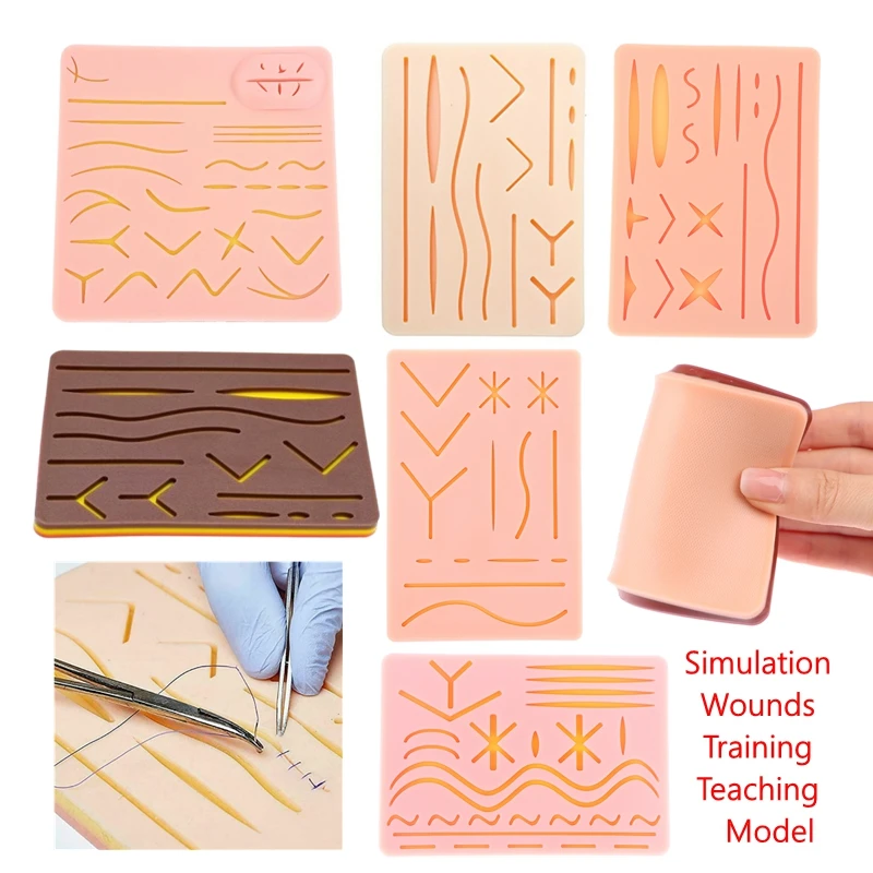 

● Многоразовый набор для хирургического шва, силиконовая подушечка для наложения швов на коже, тренировочная модель для наложения швов травм, обучающая модель ран