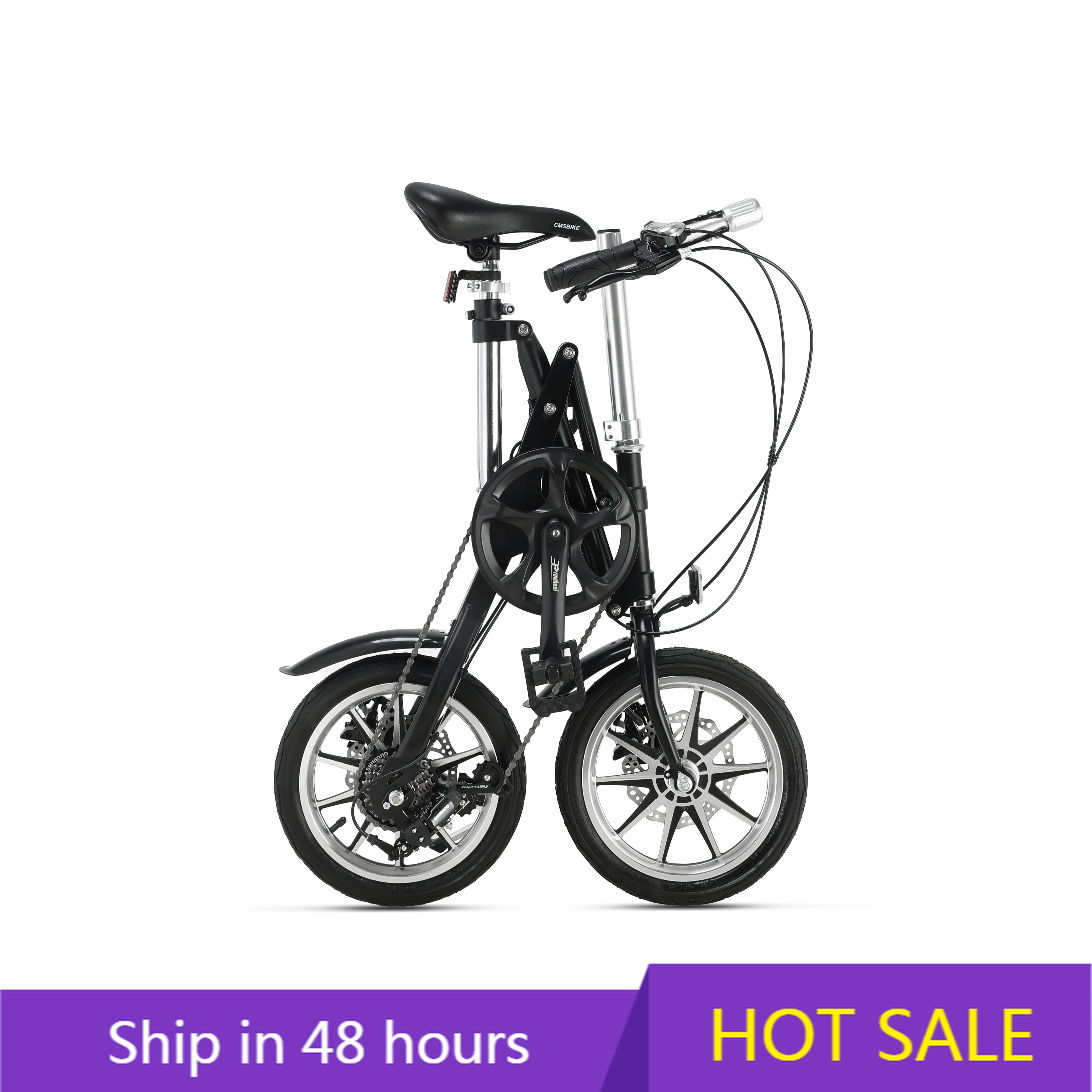 

POWER LEAP 14-Inch One Second Folding Bike with 7 Speed Gears Carbon Fibre and Steel Fork Disc Brake System Aluminum Alloy OEM L