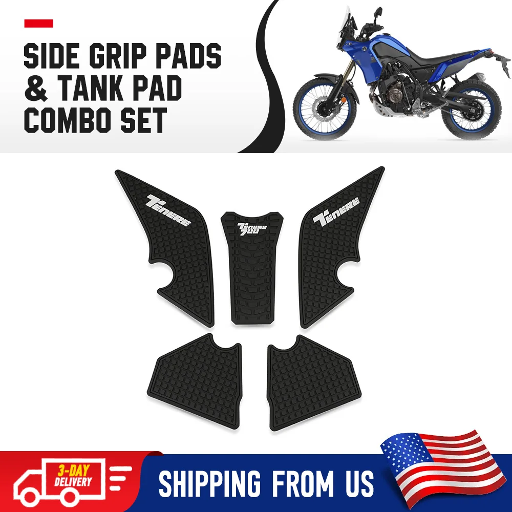 For Yamaha Tenere 700 T7 2019 2020 2021 2022 2023 Non-slip 3D Rubber Sticker Gas Fuel Oil Tank Pad Protector Cover Decals Case