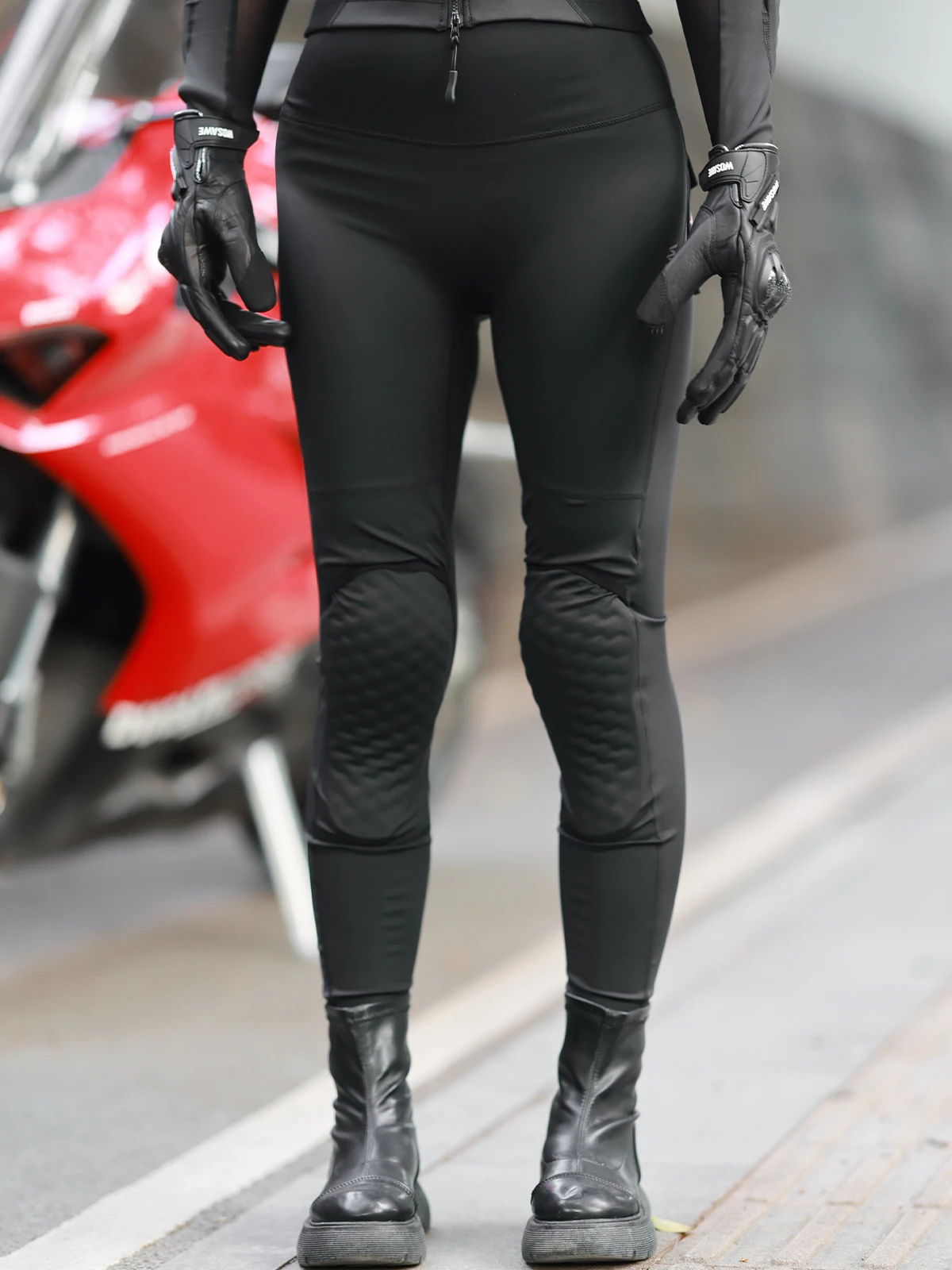 WOSAWE Motorcycle Riding Style Trousers Women Summer Breathable Stretch Slim Pants Quick Drying Breathable Outdoor Riding Pants
