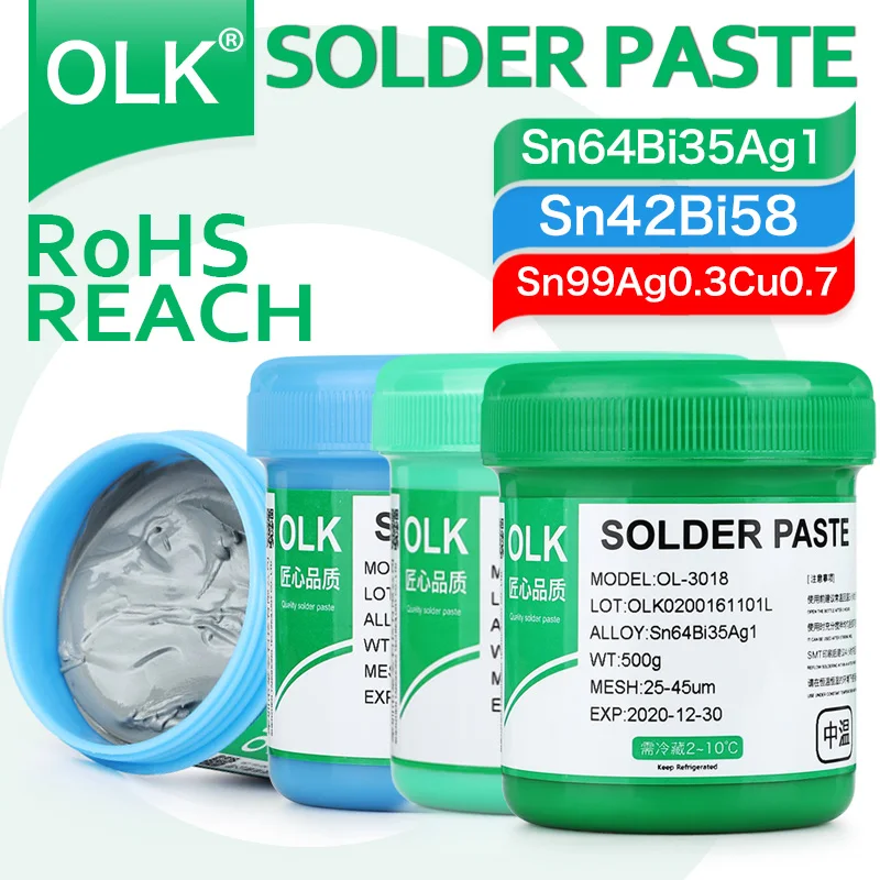 OLK Smd Lead-free Solder paste low,Medium And High Temperature Silver-Containing Solder paste LED chip Soldering Flux solder500g