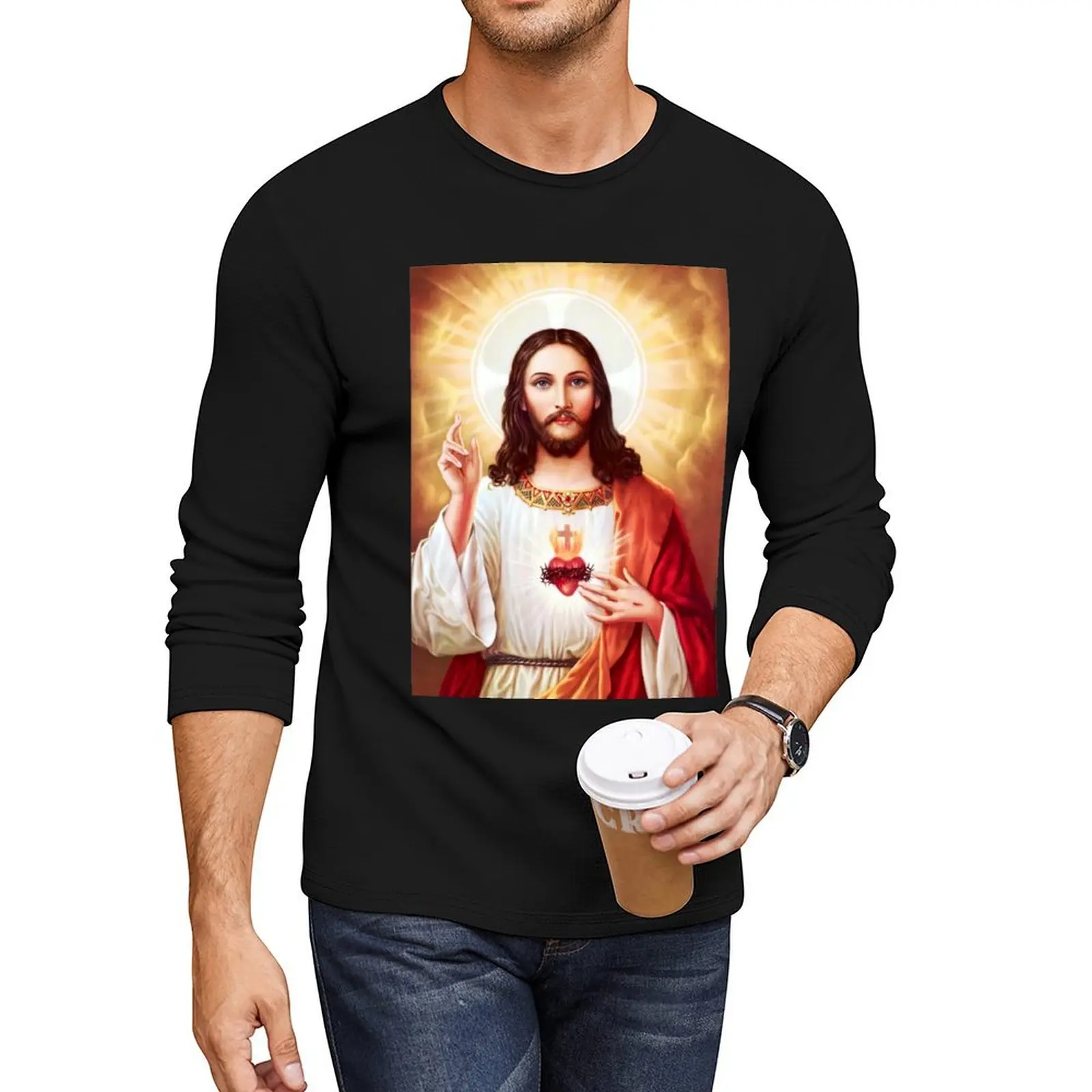 

Sacred Heart of Jesus Long T-Shirt sweat shirt boys t shirts mens tall t shirts