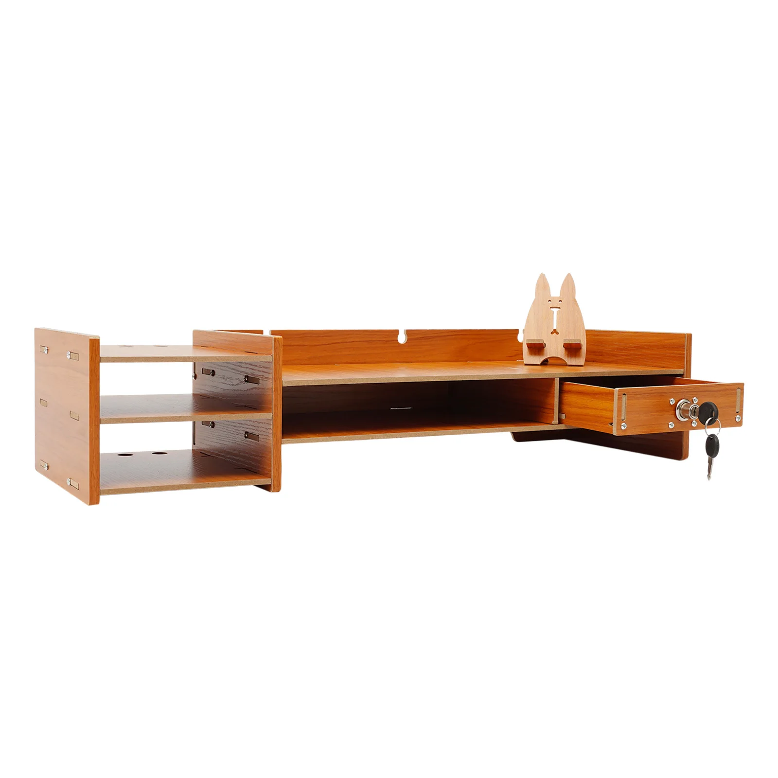 Computer Monitor Stand, Computer Rack with Lockable Drawer, Monitor Stand 64*20*13.54cm/25.2*7.87*5.33in