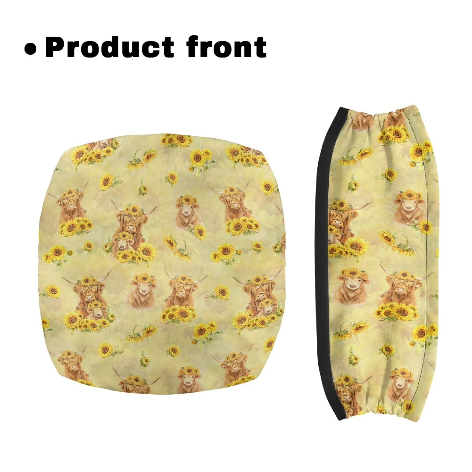 Coloranimal Highland Cow Sunflower 2PCS Rollator Walker Seat and Back Sun & Dust Protector Rollator Seat Cover for Family