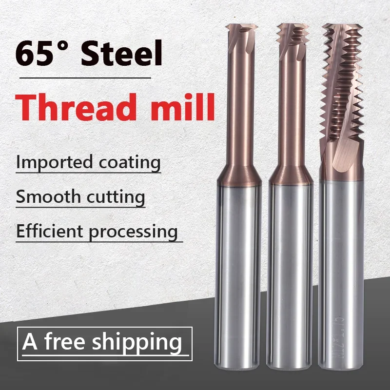 65° Thread mill Tungsten Carbide Single 1 Teeth 3 Teeth Full Tooth ISO UNC UNF Pitch CNC Internal Machining Aluminum Cutter Tool