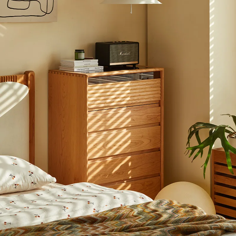 Cherry wood chest of drawers Solid wood Bedroom chest of drawers Standing cabinet Drawer High living room Storage side cabinet