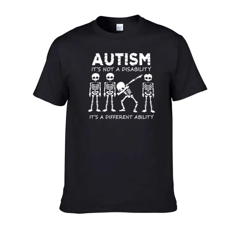 2024 Summer New Arrival Men'S Fashion Skeleton Autism It's Not A Disability It's A Different Ability Men Short sleeve T-Shirt