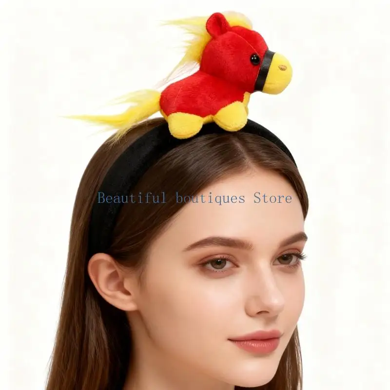 

U4LF Elastic Horse Character Headbands Year of Horse Celebration Festival Hairband
