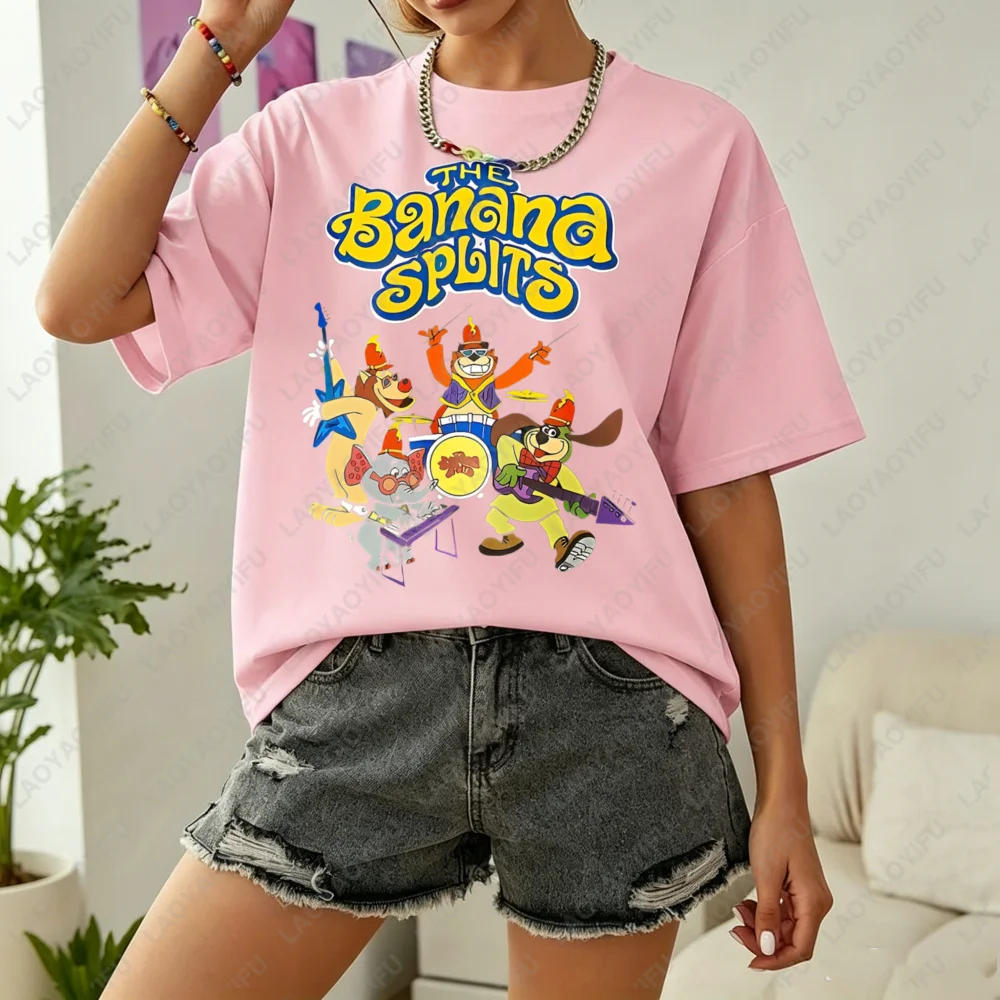 The Banana Splits Cartoon Characters T-Shirt Vintage  60s Classic Cartoon Unisex Casual Top For Animation Fans Theme Party