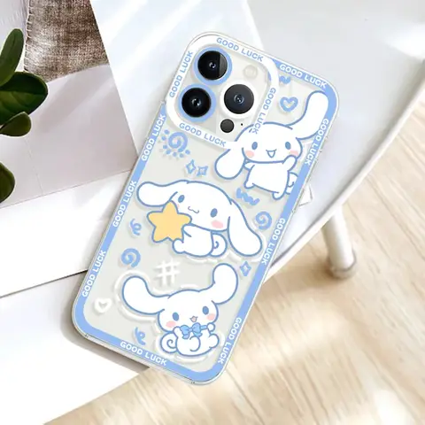Sanrio Kuromi Cinnamoroll Case for iPhone 16 14 11 Pro Max 13 12 Mini XR XS X 8 7 6 6S Plus SE 2020 Silicone Shockproof Cover