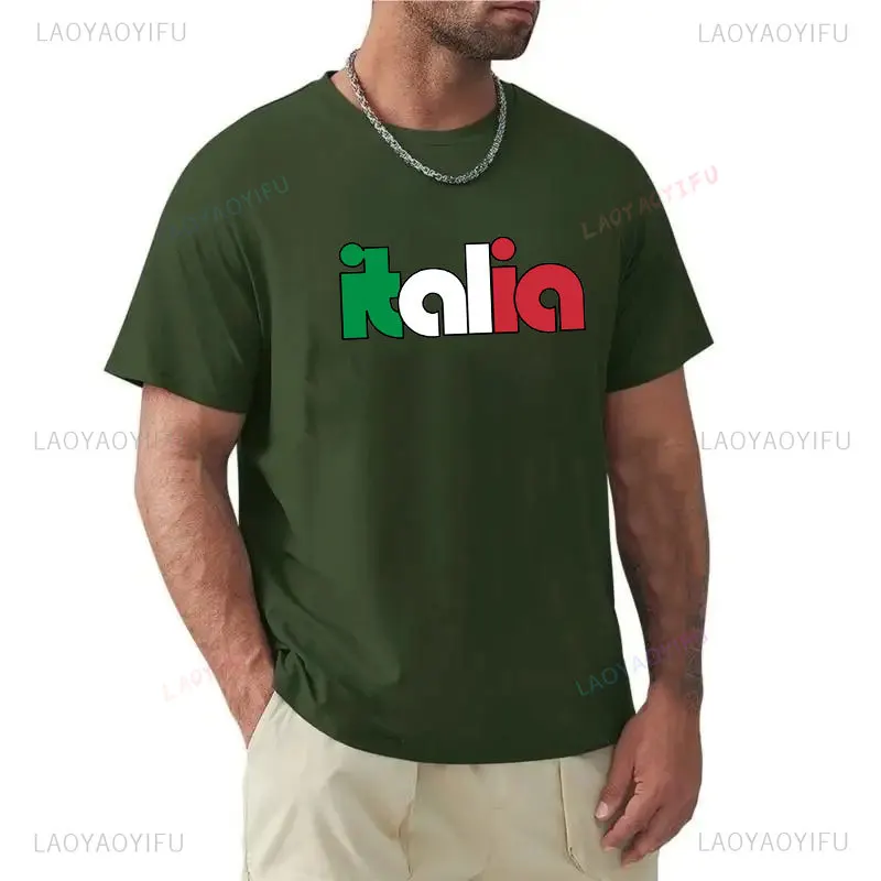 Vintage Italia Italian Flag Graphic Italy Lovers Tourists Souvenir Cool National Gift T-Shirt Graphic T Shirt Clothes for Men