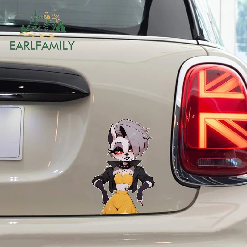 EARLFAMILY Cute Furry Red Eyes Car Sticker Funny Loona Label Motorcycle Decal Kawaii Anime Decoration Vinyl Material Caravan