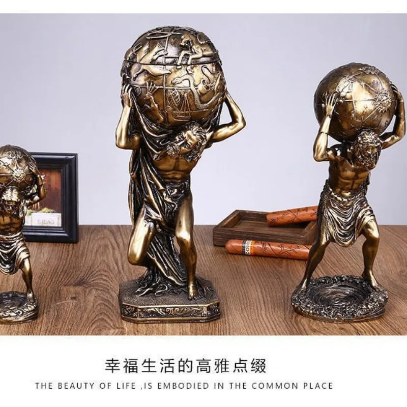 Greek Atlas Statues Mythological Titans God Resin Sculpture Home Decoration Desktop Vintage Ornament Figures Crafts Holiday Gift