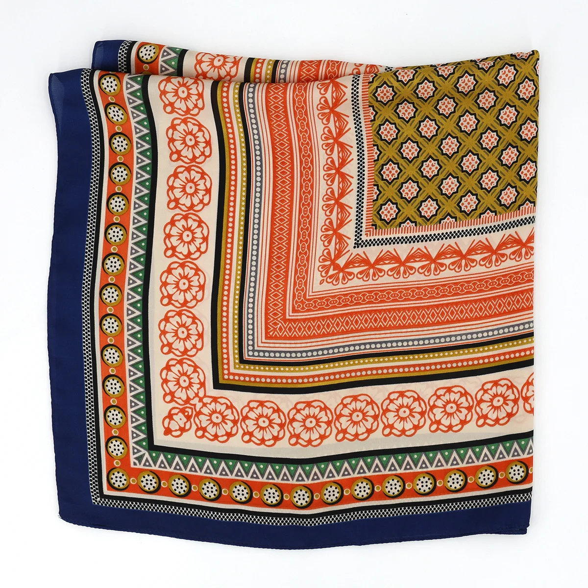 70*70 سنتيمتر الرجعية الأزهار طباعة أوشحة مربعة للنساء رباطات للرقبة لينة وشاح الرأس الإناث فولارد باندانا الحجاب تزيين الحجاب جديد #5