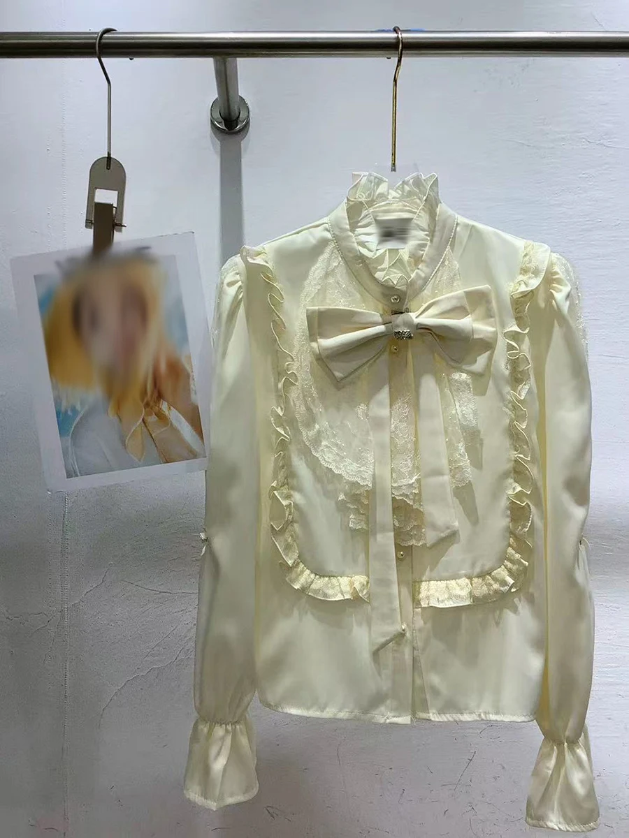 GALCAUR الصلبة تقسم الفطريات شيك قميص الإناث الوقوف طوق كم طويل فضفاض أنيق فاخر المرأة قمصان الخريف الاسلوب المناسب