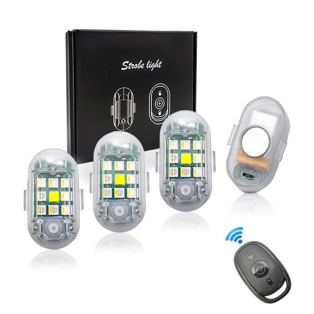 1/2/4x Motorcycles Led Strobe Lights LED Aircraft Strobe Light USB Charging Mini Led Lights 8 Colors Magnetic Led Warning Lights