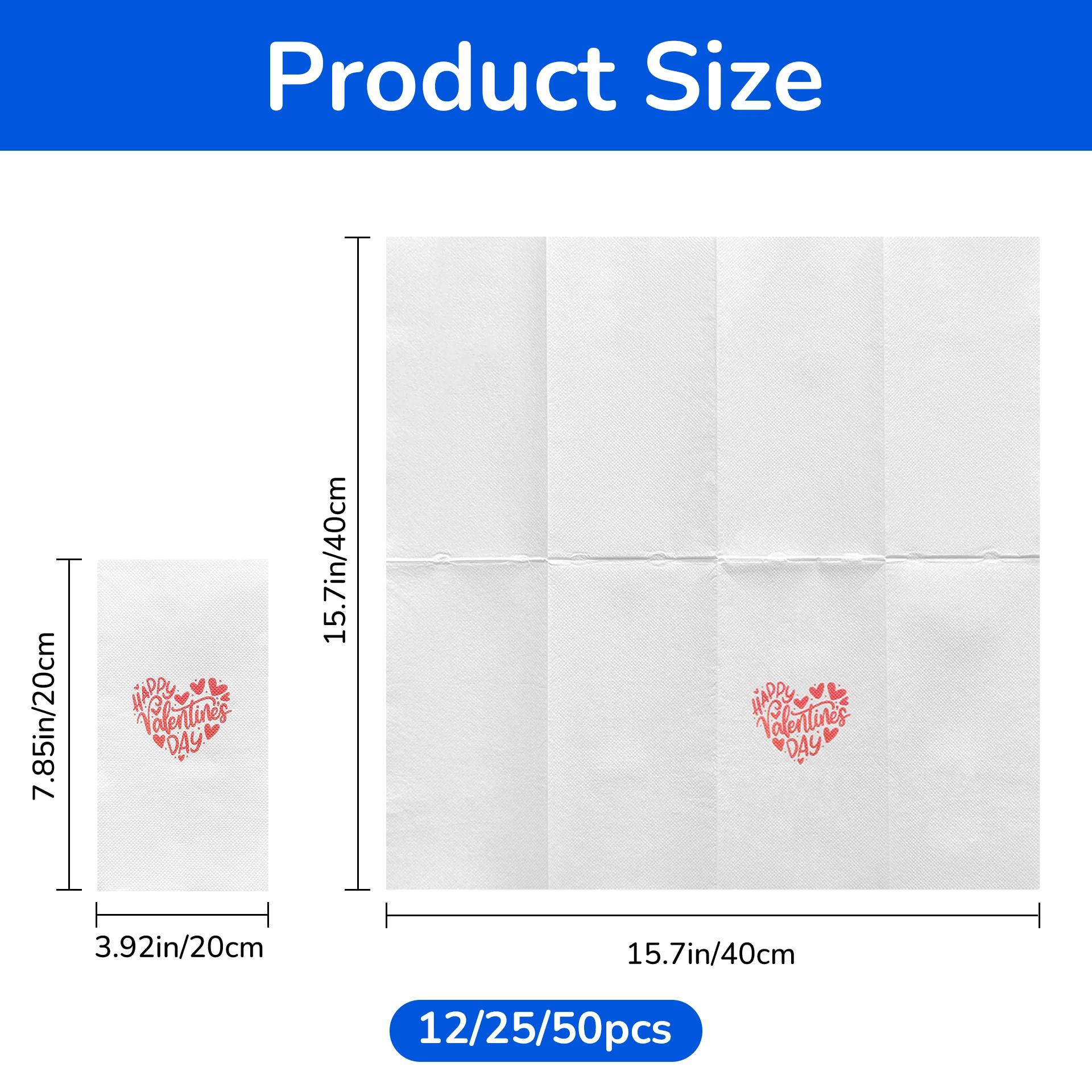 JINYUDOME Disposable Napkins with Built-in Flatware Pocket 15.75x15.75in - Prefolded Wedding Party Napkins for Valentine's Day
