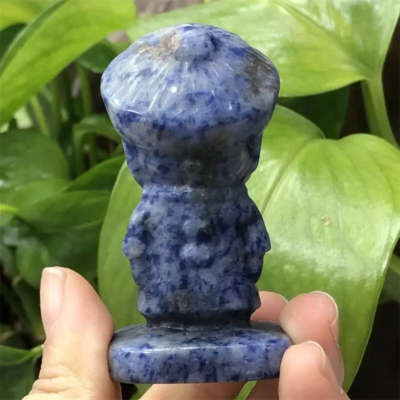 Natural Blue Sodalite Zombie Carving Healing Fengshui Stone For Home Office Decoration Ornaments Gift 1PCS