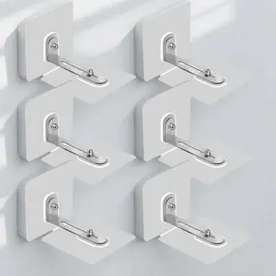 

6Pcs Sticky Furniture Anchors Wall Mounting Clip No Drill Adhesive Anti Tip Safety Locks for Dresser Bookshelf Cabinet