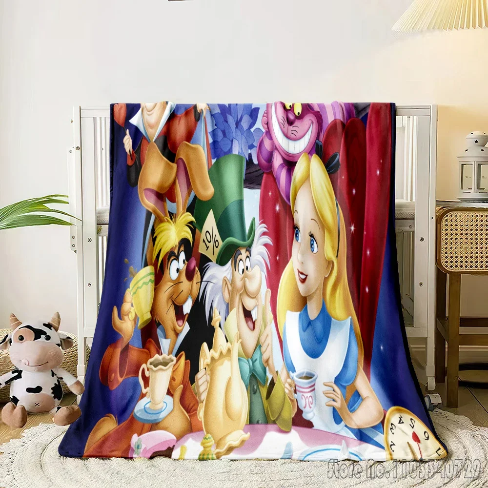 Alice in Wonderland Cartoon 3D Printed Cute Kids Blanket Throw for Bed Sofa Decor Fleece Nap Blankets Boys Girls Children Gift